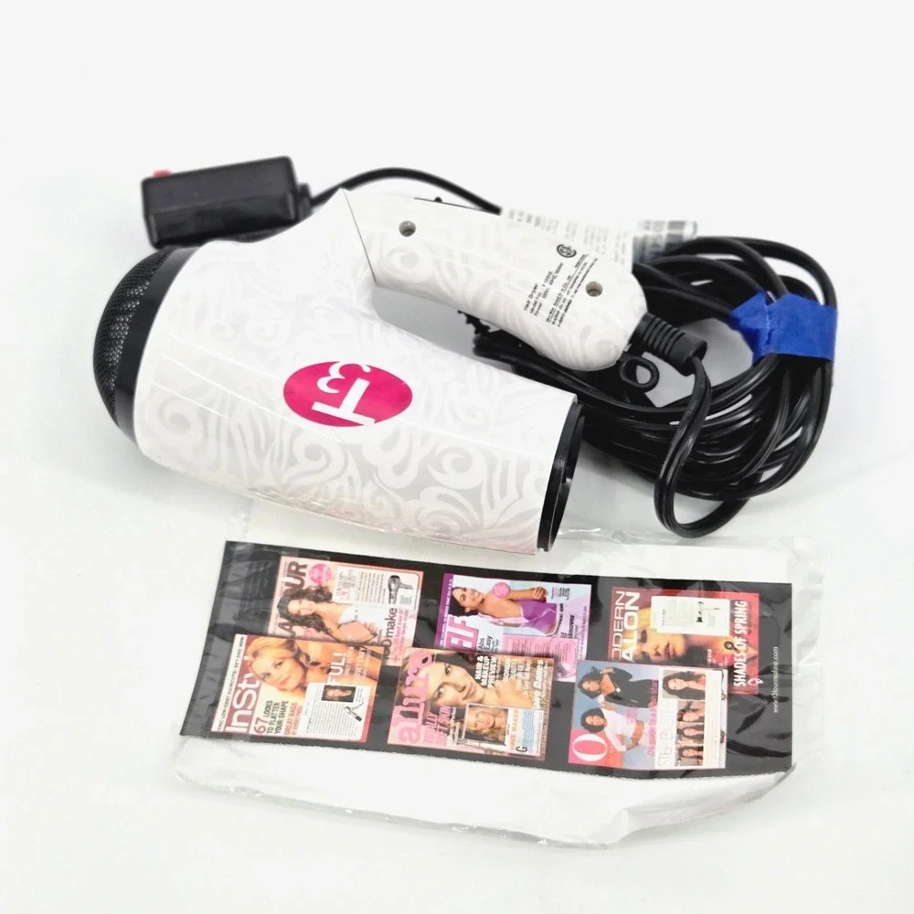 T3 Bespoke Labs 83818 Overnight Tourmaline Travel Foldable Hair Dryer White NEW